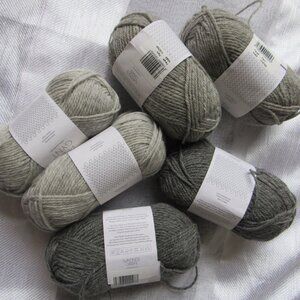 Lot of 6 balls Sandnes Garn PEER GYNT Norwegian wool yarn, 50g each, Grey